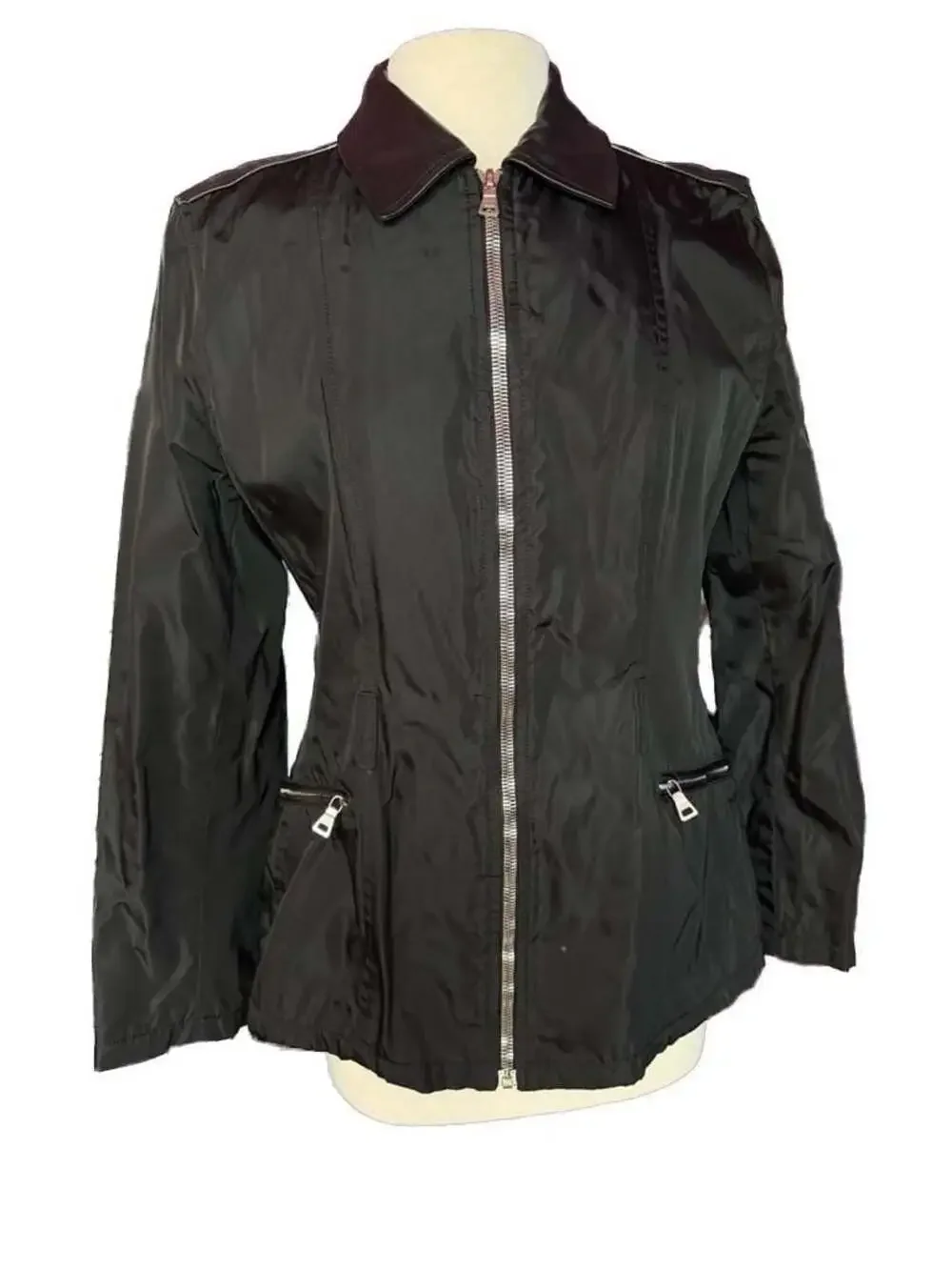 Prada Milano Black Nylon and Leather Jacket Size XL - Picture 1 of 9